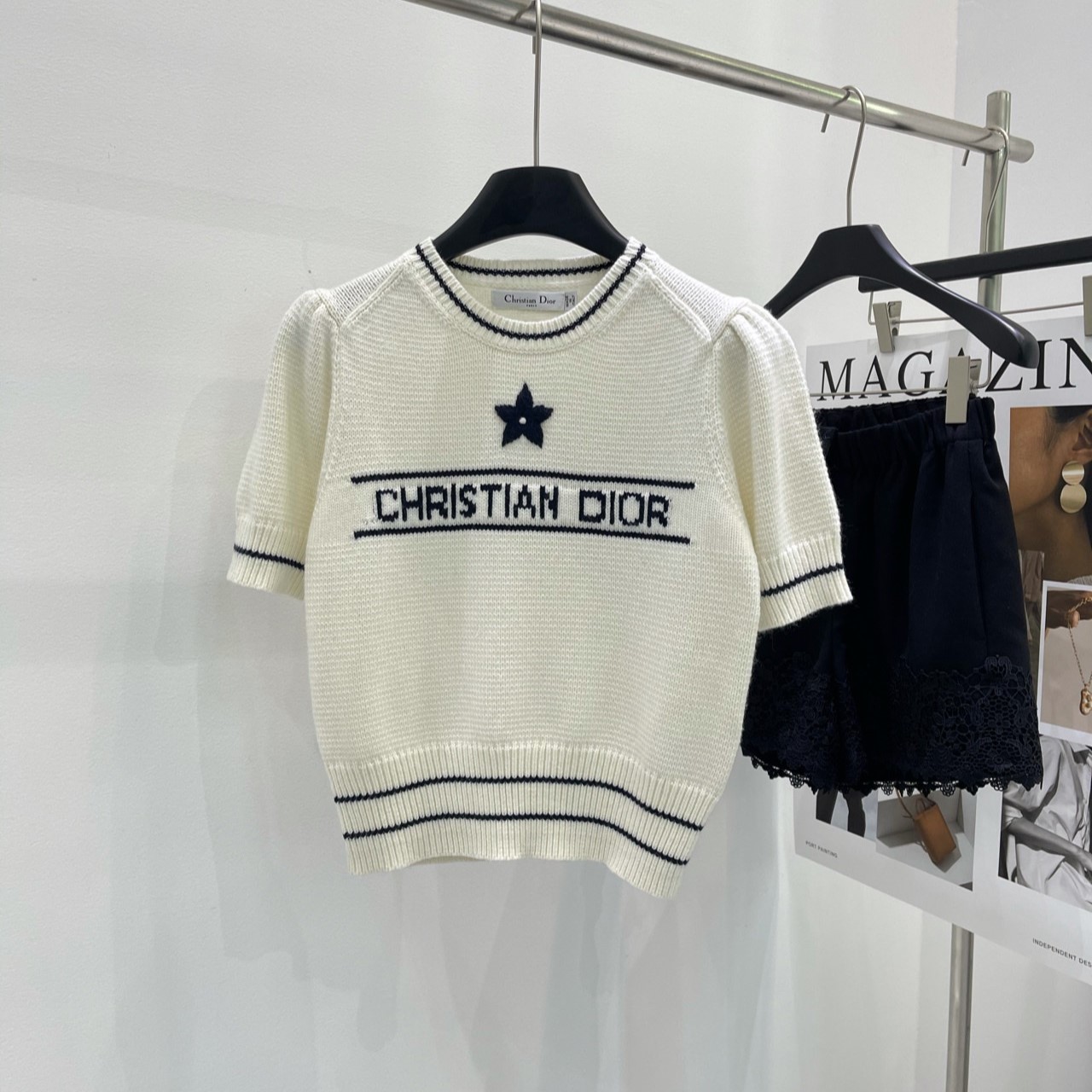 디올 상품 디올 DIOR 21Fw 여성용 반소매 니트셔츠