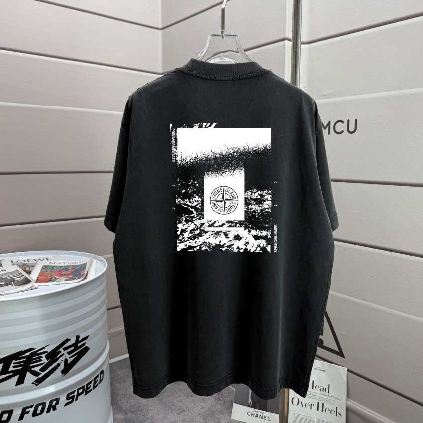 스톤아일랜드 상품 스톤아일랜드 stone island 남녀공용 라운드넥 반팔 티셔츠