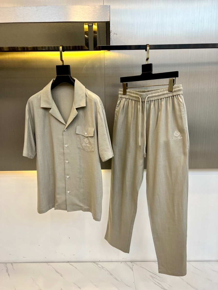 로로피아나 상품 로로피아나 Loro Piana 남성용 반팔 셔츠 긴바지 세트