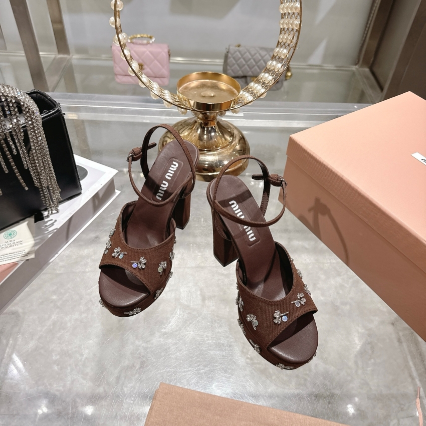 미우미우 상품 미우미우 MIUMIU 여성용 힐 샌들